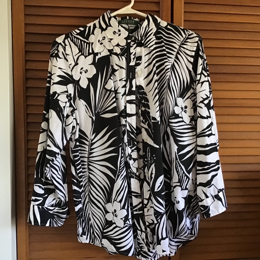 Ralph Lauren cool b&w hibiscus tropical print great condition.. large